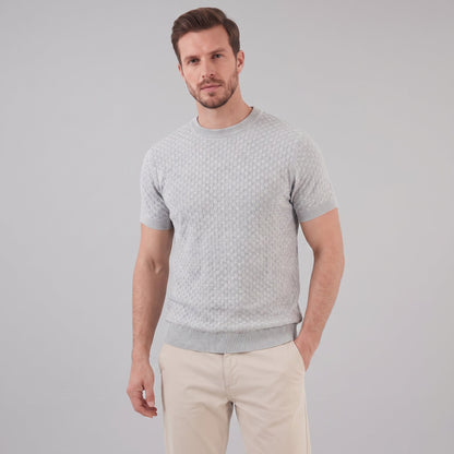 David | Strik T-Shirt Beige Kurveflet Regular Fit til Mænd