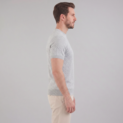 David | Strik T-Shirt Beige Kurveflet Regular Fit til Mænd