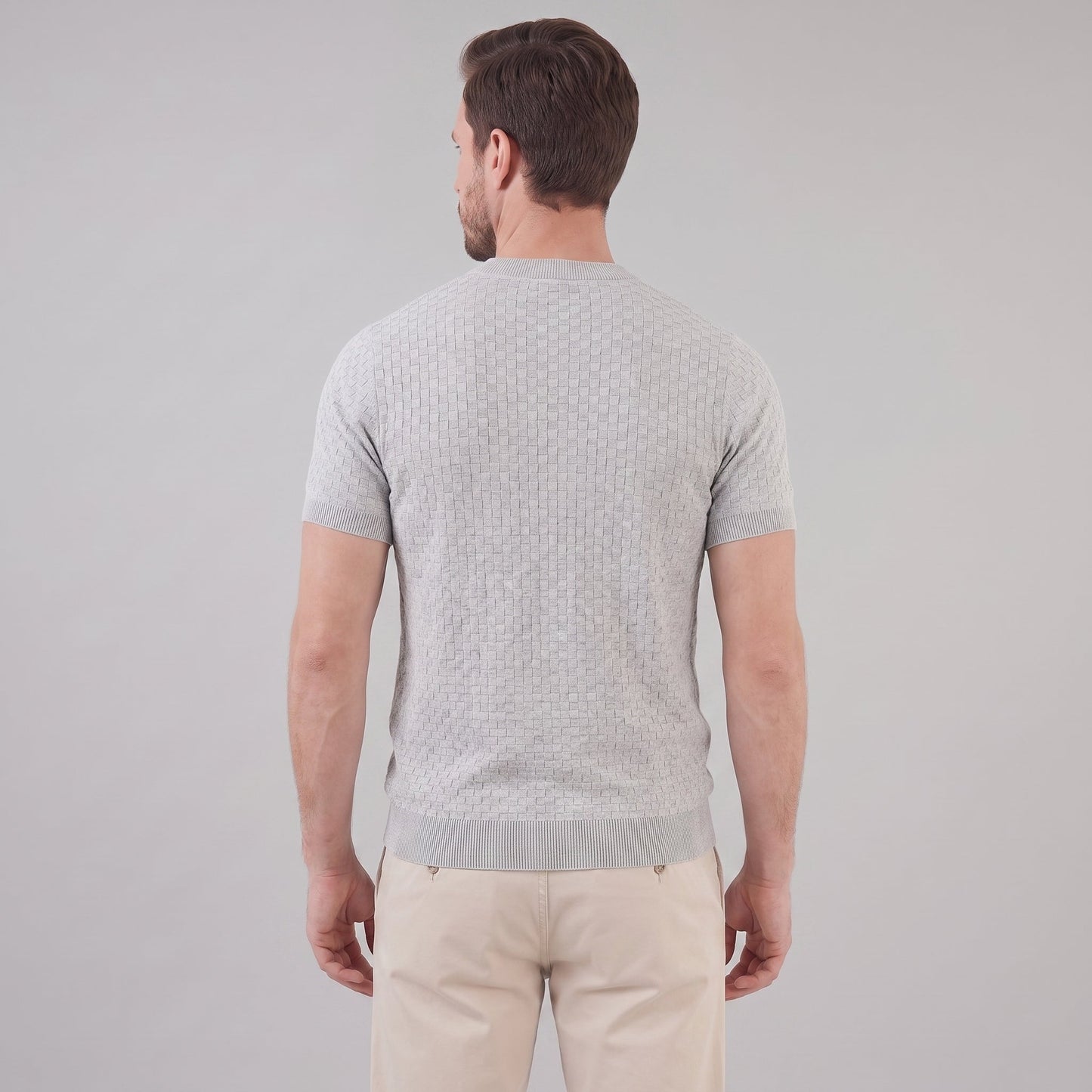 David | Strik T-Shirt Beige Kurveflet Regular Fit til Mænd