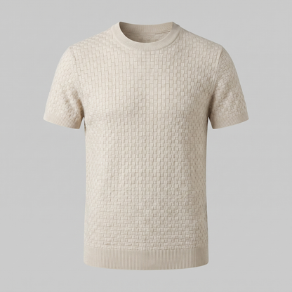 David | Strik T-Shirt Beige Kurveflet Regular Fit til Mænd