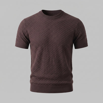 David | Strik T-Shirt Beige Kurveflet Regular Fit til Mænd