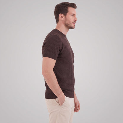 David | Strik T-Shirt Beige Kurveflet Regular Fit til Mænd