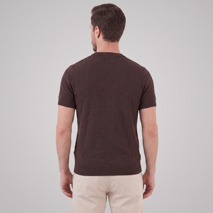 David | Strik T-Shirt Beige Kurveflet Regular Fit til Mænd