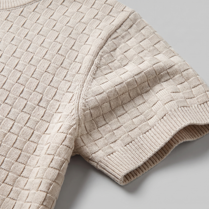 David | Strik T-Shirt Beige Kurveflet Regular Fit til Mænd
