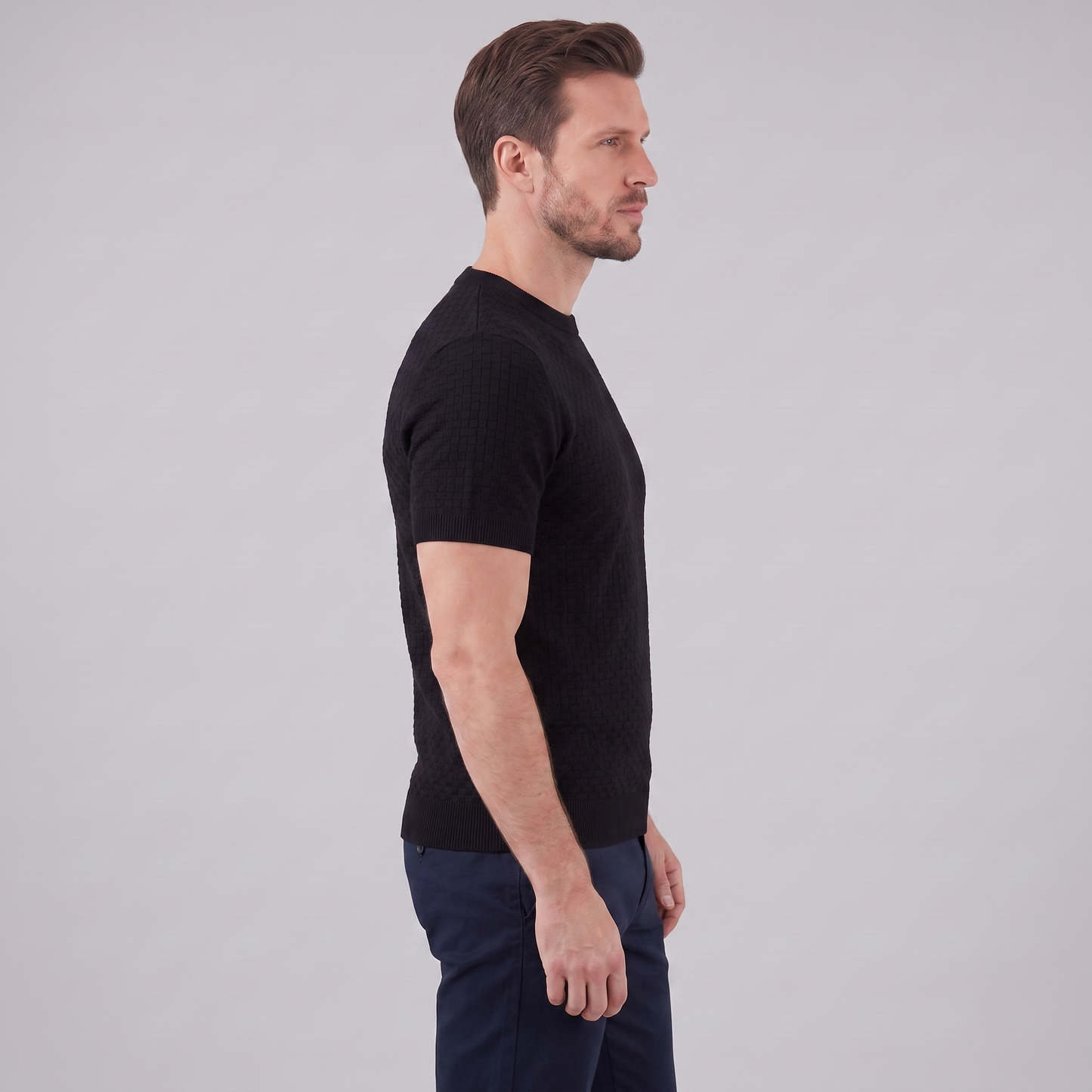 David | Strik T-Shirt Beige Kurveflet Regular Fit til Mænd