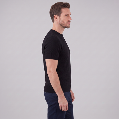 David | Strik T-Shirt Beige Kurveflet Regular Fit til Mænd