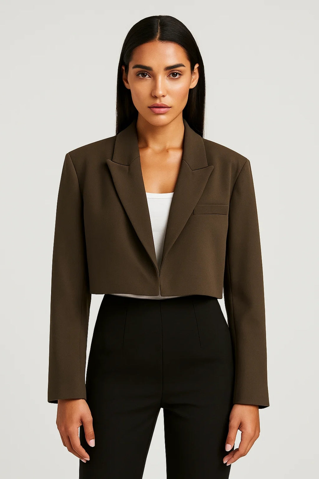Anaïs | Cropped Blazer Pink Crepe Revers til Kvinder