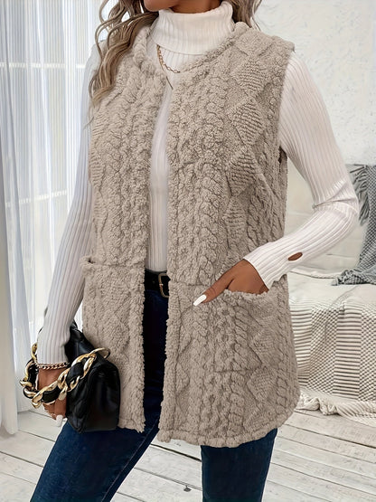Helle | Vest Sandfarvet Teddyfleece Ærmeløs til Kvinder