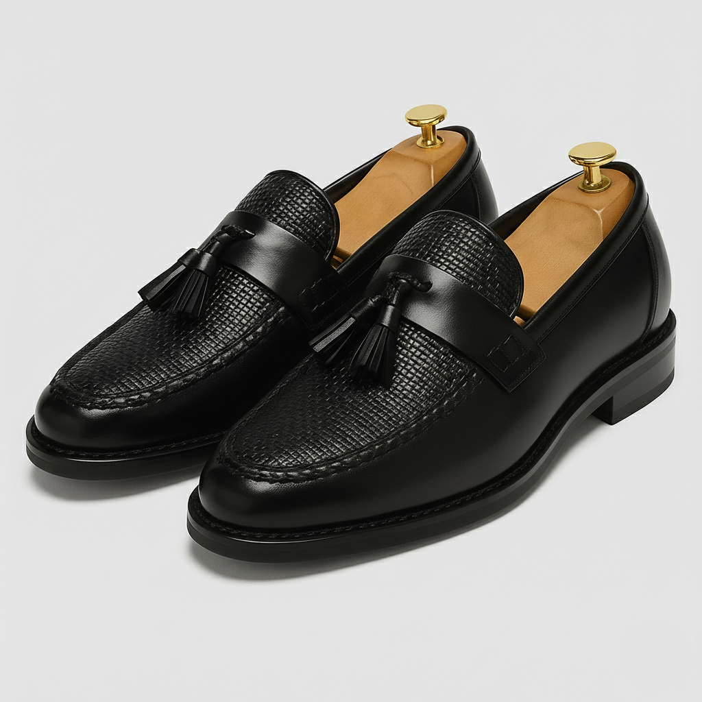 Halfdan | Loafers Sort Kunstlæder Med Kvaster til Mænd