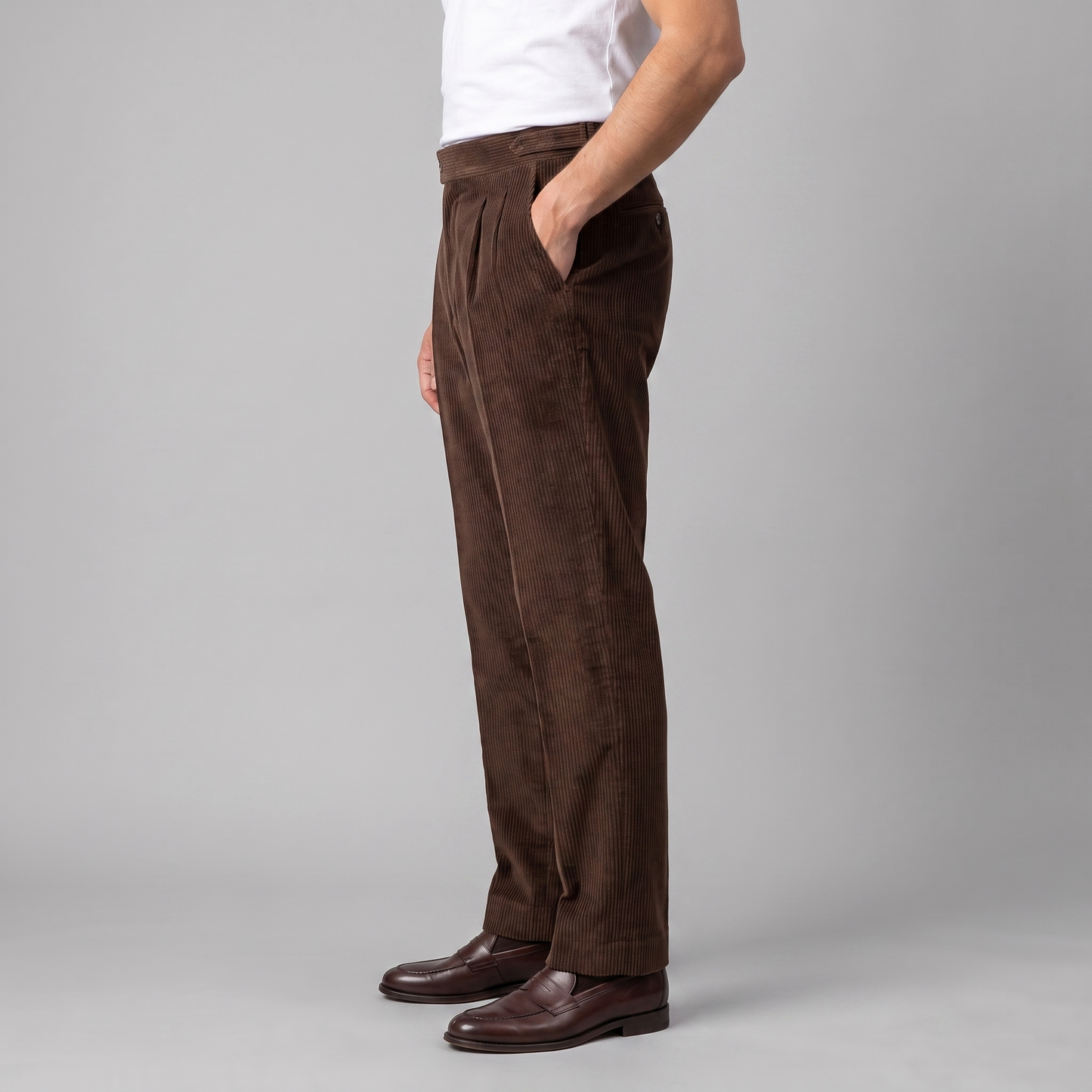 Jakob | Herrebukser Beige Korduroy Plisseret Regular Fit til Mænd