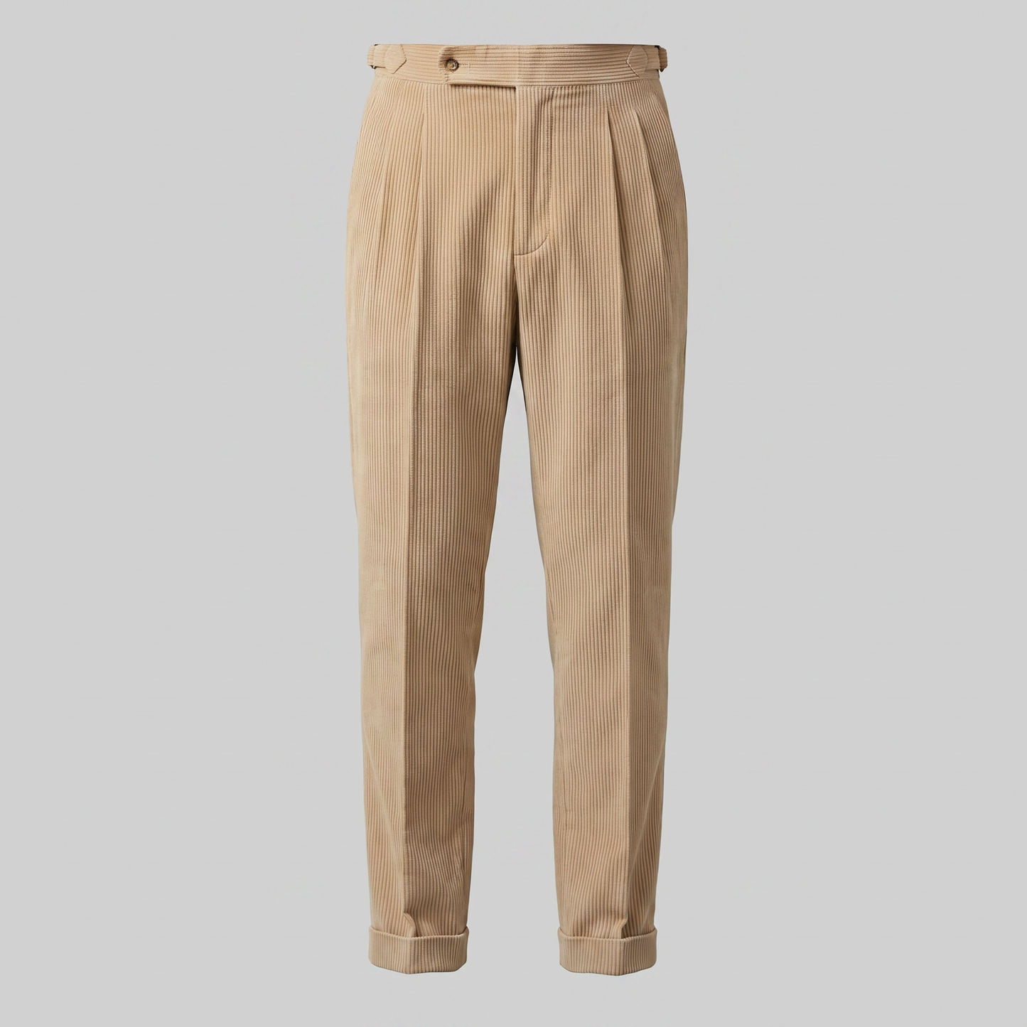 Jakob | Herrebukser Beige Korduroy Plisseret Regular Fit til Mænd
