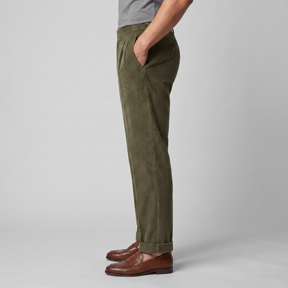 Jakob | Herrebukser Beige Korduroy Plisseret Regular Fit til Mænd