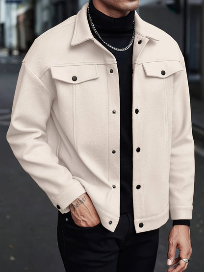 Gert | Herrejakke Cremehvid Uld-look Regular Fit til Mænd