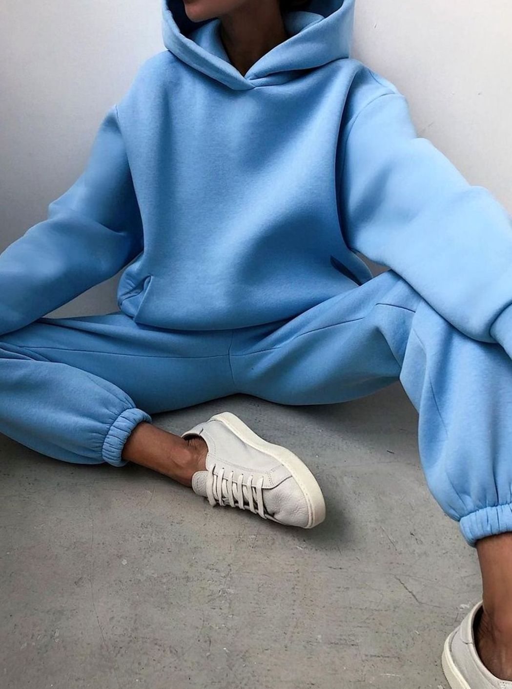 Maren | Hættetrøje Joggingsæt Himmelblå Oversized til Kvinder