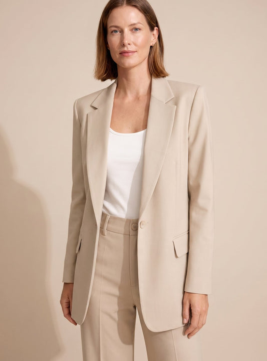 Inge | Buksedragt Sand Flæret Blazer Elegant til Kvinder