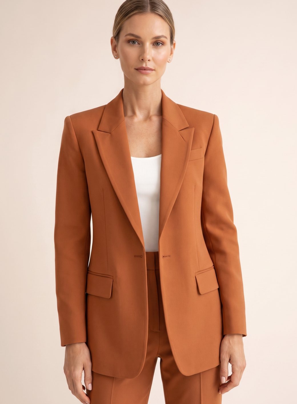 Inge | Buksedragt Sand Flæret Blazer Elegant til Kvinder