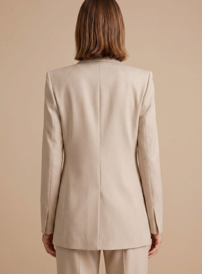 Inge | Buksedragt Sand Flæret Blazer Elegant til Kvinder