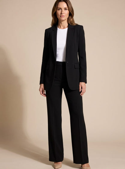 Inge | Buksedragt Sand Flæret Blazer Elegant til Kvinder
