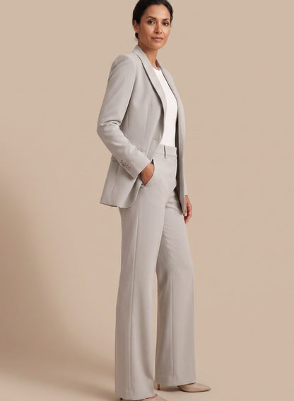 Inge | Buksedragt Sand Flæret Blazer Elegant til Kvinder
