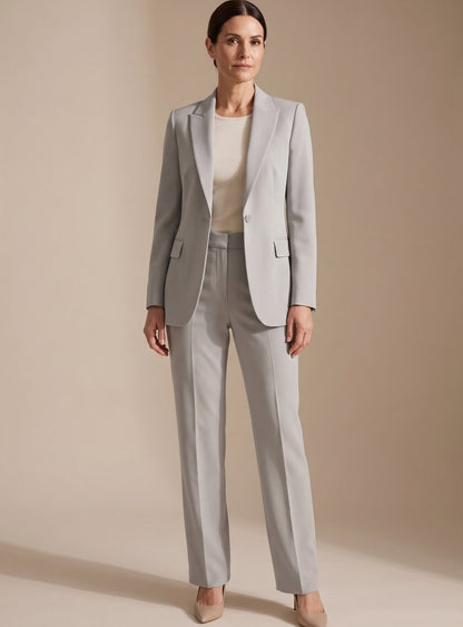 Inge | Buksedragt Sand Flæret Blazer Elegant til Kvinder