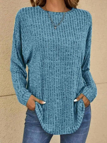 Johanne | Oversized Strikpullover Antracit Waffelstrik Rundhals til Kvinder