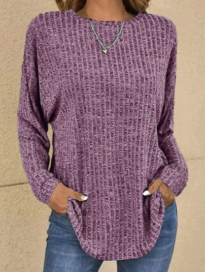 Johanne | Oversized Strikpullover Antracit Waffelstrik Rundhals til Kvinder