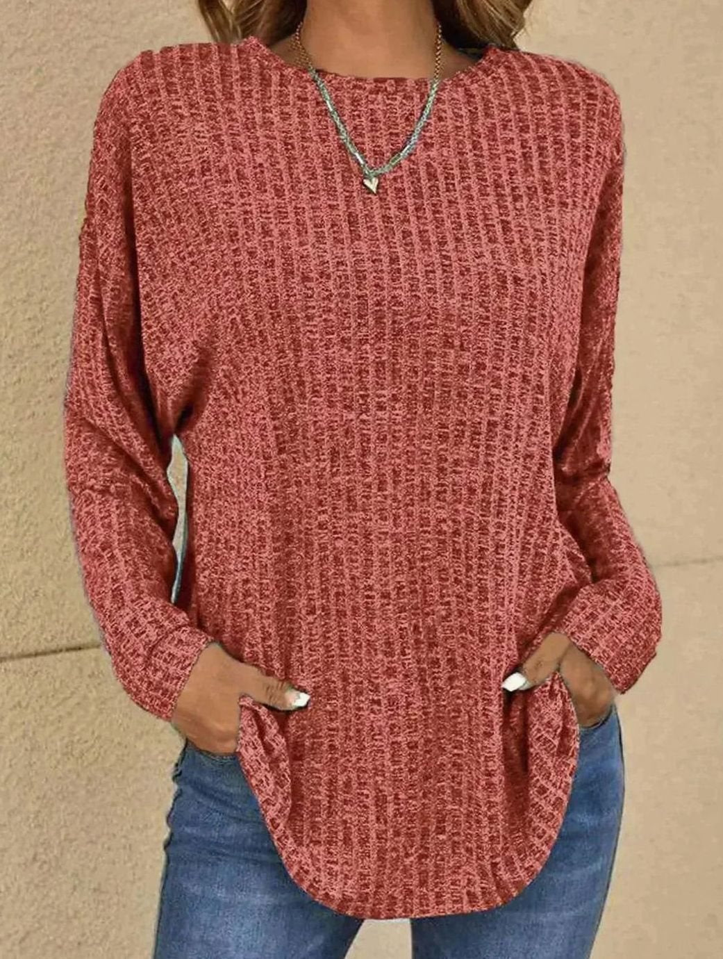 Johanne | Oversized Strikpullover Antracit Waffelstrik Rundhals til Kvinder