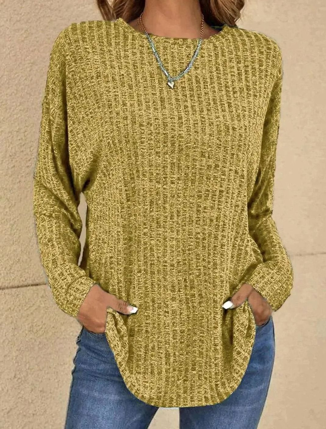 Johanne | Oversized Strikpullover Antracit Waffelstrik Rundhals til Kvinder