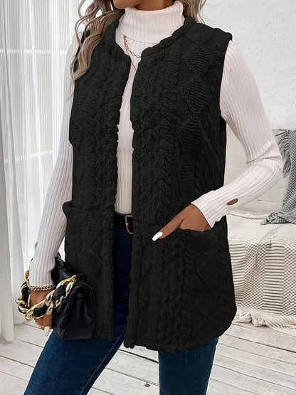 Helle | Vest Sandfarvet Teddyfleece Ærmeløs til Kvinder