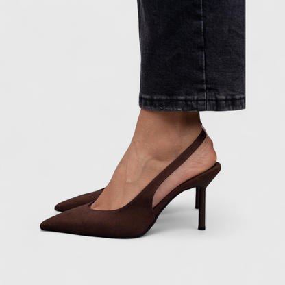 Marta | Slingback Pumps Beige Ruskind Spidssnude Stilethæl til Kvinder