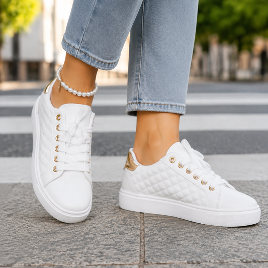 Tatiana | Sneakers Hvide Guld Quiltet til Kvinder