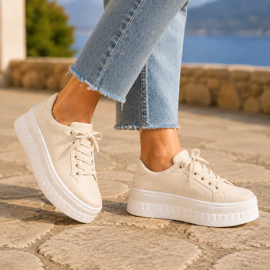 Signe | Platformsneakers Cognac Snøre til Kvinder