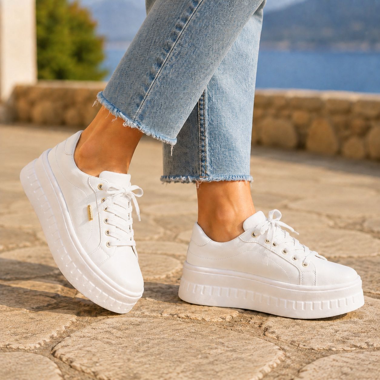 Signe | Platformsneakers Cognac Snøre til Kvinder
