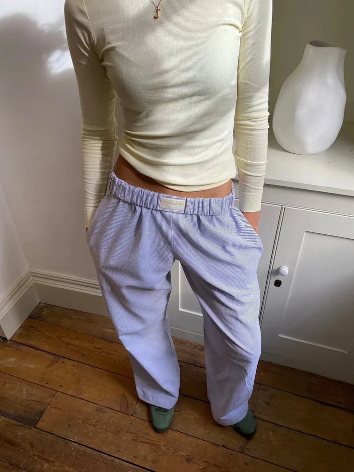 Lucia | Vide Bukser Dame Lyserød Stribet Bomuld Elastisk Talje til Kvinder