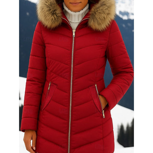 Ditte | Padded parka with fur collar for women
