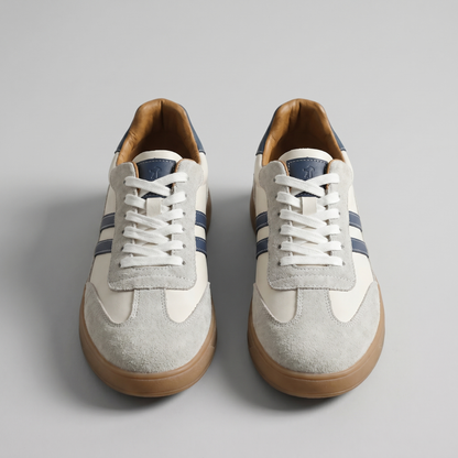 Renata | Sneakers Cremehvid Ruskind Retro Snørebånd til Kvinder