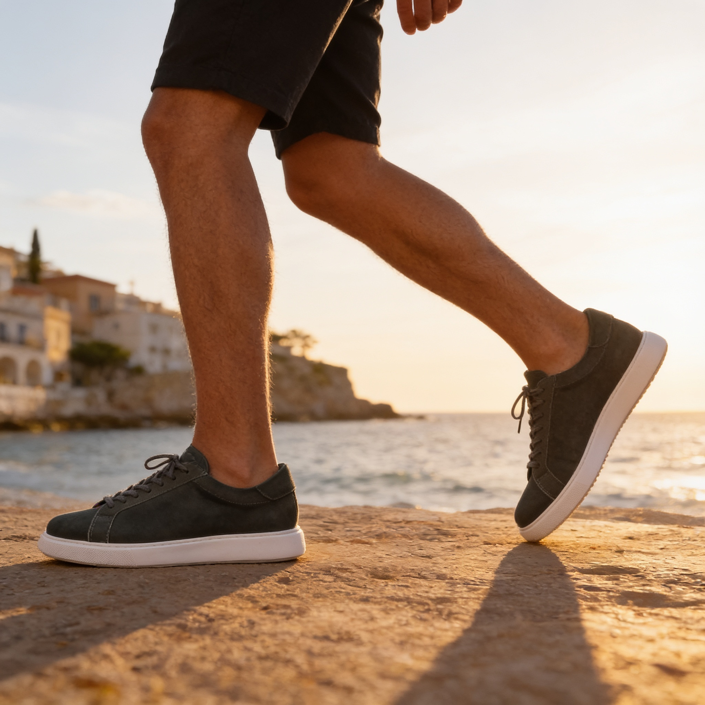 Adam | Sneakers Gråbrun Ruskind Lav Snøre til Mænd