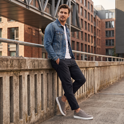 Adam | Sneakers Gråbrun Ruskind Lav Snøre til Mænd