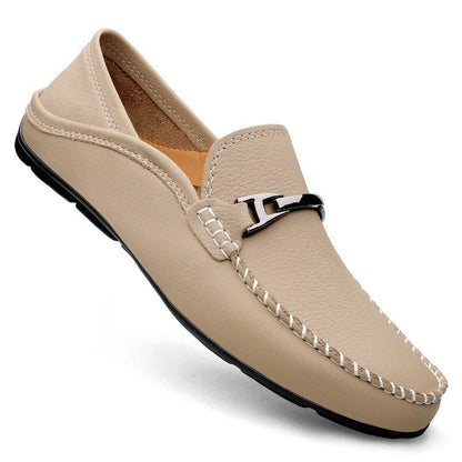 Kristian | Loafers Marineblå Læder Slip-On Metal Detalje til Mænd