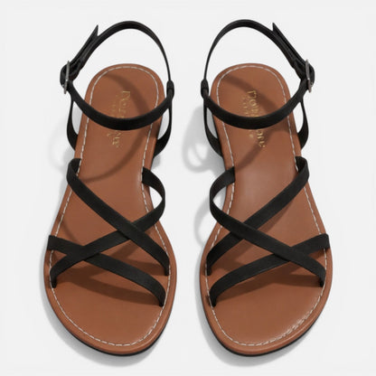 Camille | Sandaler Sort Kunstlæder Stropper Ankelrem til Kvinder