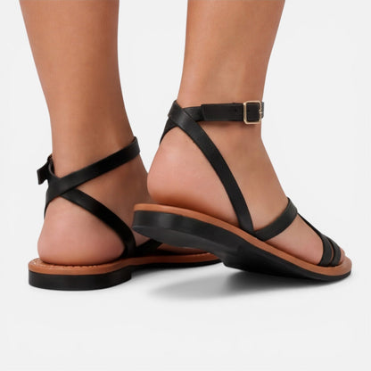 Camille | Sandaler Sort Kunstlæder Stropper Ankelrem til Kvinder