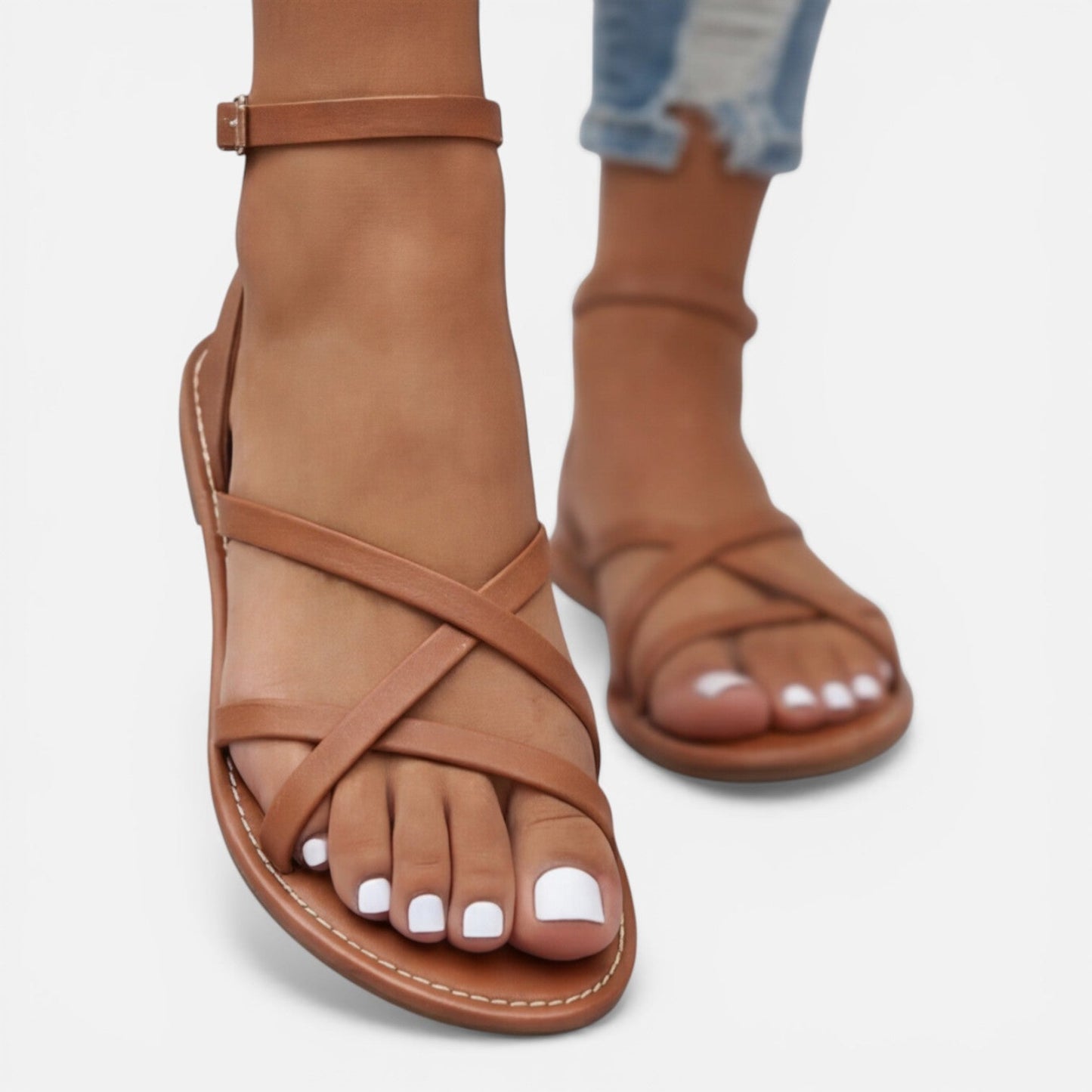 Camille | Sandaler Sort Kunstlæder Stropper Ankelrem til Kvinder