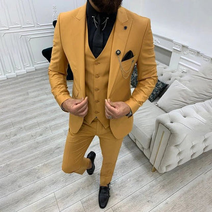 Gunnar | Tre-Delt Jakkesæt Sort Slim Fit Notch Revers til Mænd