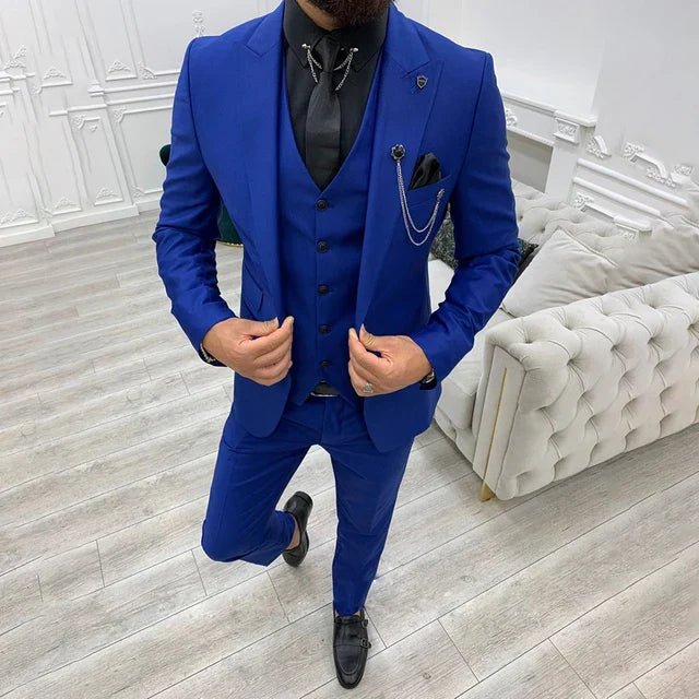 Gunnar | Tre-Delt Jakkesæt Sort Slim Fit Notch Revers til Mænd