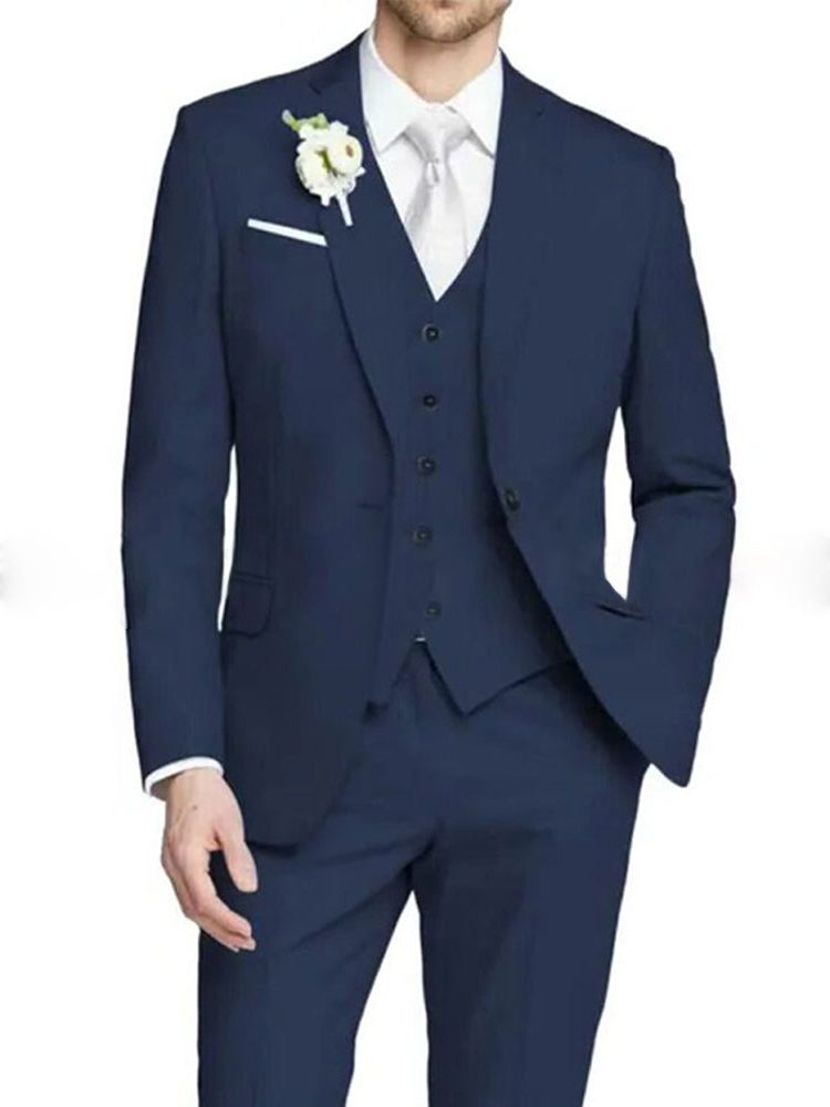 Leif | Tre-Delt Habit Rosa Slim Fit Enkeltknappet til Mænd