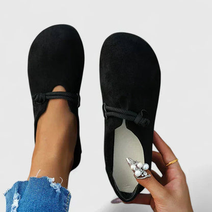 Solange | Flade Sandaler Beige Ruskind Snorrem til Kvinder