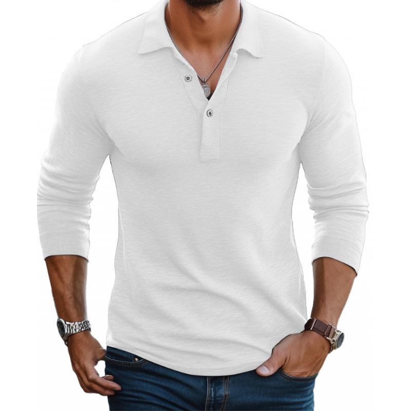 William | Polo Skjorte Brun Strik Langærmet Slim Fit til Mænd