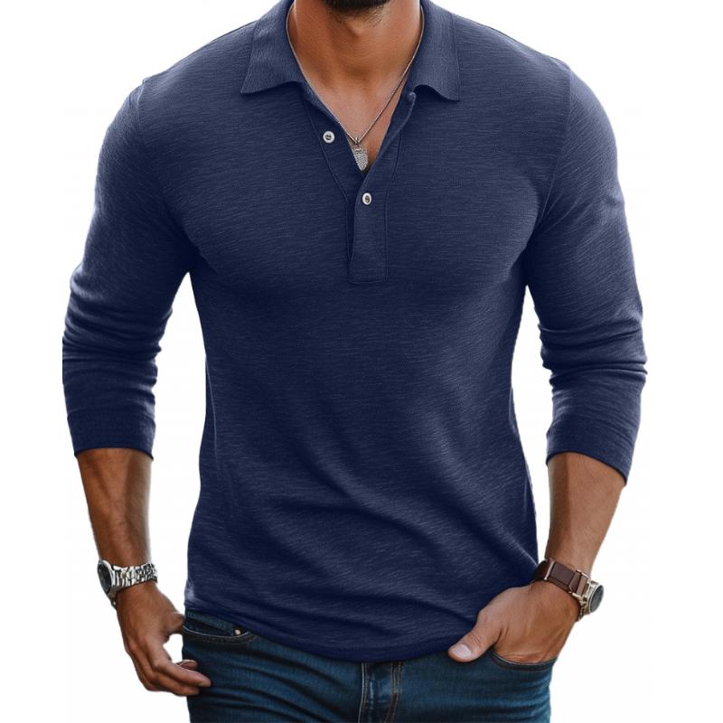 William | Polo Skjorte Brun Strik Langærmet Slim Fit til Mænd