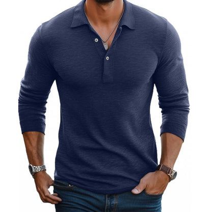 William | Polo Skjorte Brun Strik Langærmet Slim Fit til Mænd
