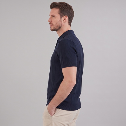 Tobias | Poloskjorte Olivengrøn Strik Kortærmet Slim Fit til Mænd